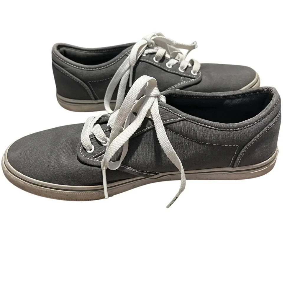 Vans‎ Women's 8 Grey Canvas Sneaker Slim Gym Shoe Skater Casual Comfortable